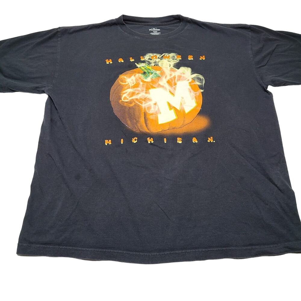 Halloween Michigan Wolverines Pumpkin Graphic T-shirt Pro Edge Men's Size 2XL